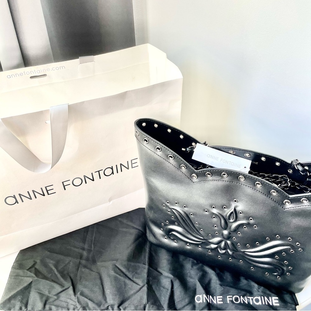 Anne Fontaine Giovanny Leather Bag With Shopping Bag & Dust Bag, New With Tag